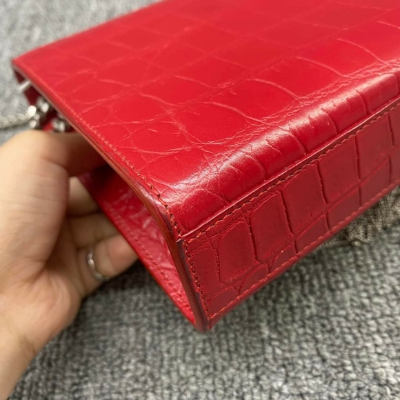 100% Authentic Saint Laurent Kate Monogramme Red Leather Shoulder Bag - Picture 7 of 13